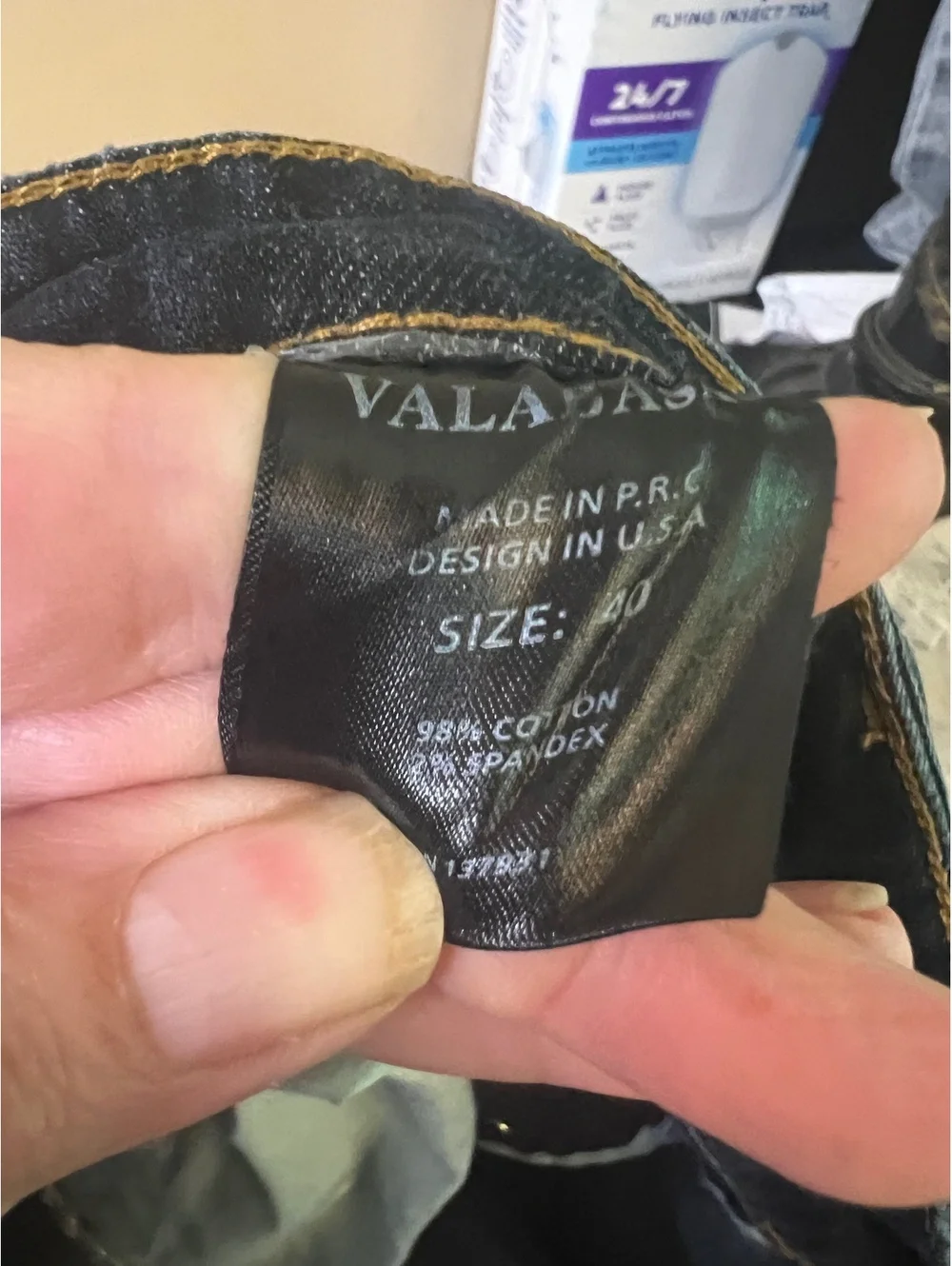Valabasas Jeans Men's 40 Dark Wash Distressed Paint Splatter Skinny Button Fly